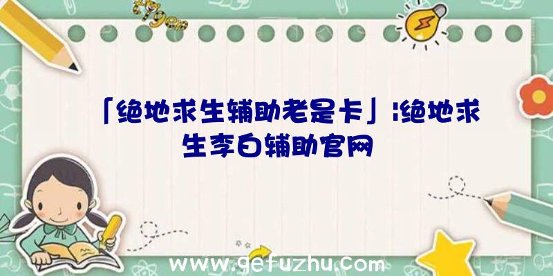 「绝地求生辅助老是卡」|绝地求生李白辅助官网